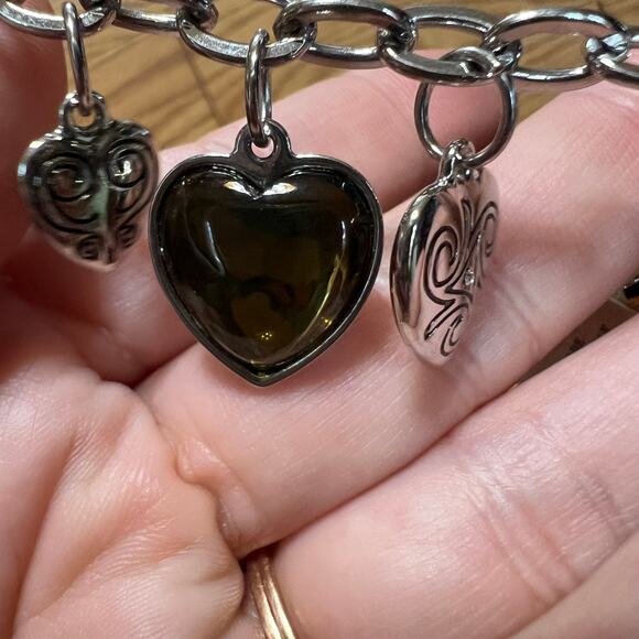 Lia Sophia Heart To Heart Lobster Clasp Bracelet Silver Tone Vtg NEW Heart Charm - Picture 6 of 7